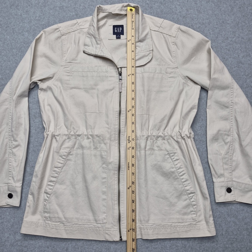 Gap Utility Field Jacket Womens S Beige Full Zip Drawstring Waist Anorak - Picture 8 of 16